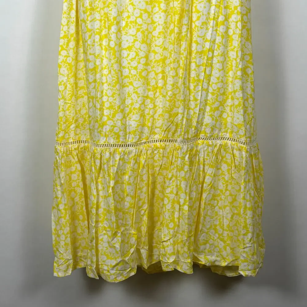 Lost + Wander Midi Dress Floral Cottagecore Yellow White S & XS